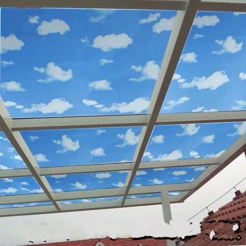Stained glass window film sticker sky and cloud frosted Rooftop balcony PVC privacy protection Self-Adhesive decorative 60*200cm