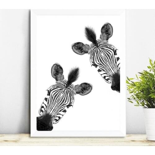 ZEBRA Drawing Wall Art Canvas Painting Poster Safari Animals Curious Zebra Picture Prints Kids Room Home Decor