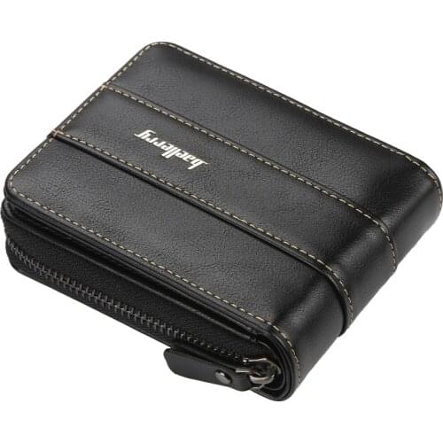 DIKEDAKU Baellerry New European and American Pu Zipper Change Wallet with Multislot and Threefold Creative Drivers License purse