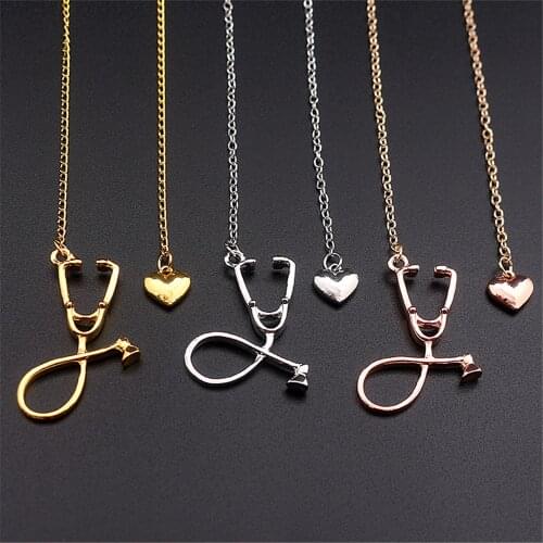 NEW Medical Equipment Colorful Nurse Heart Stethoscope Necklace Nursing Jewelry Medicine Graduation Gifts student Bijoux Femme
