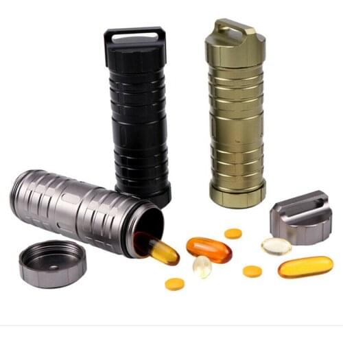 Outdoor Metal EDC Survival Waterproof Pill Match Case Box Container Bottle