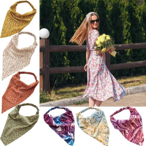 Bohemian Summer Hair Scarf Scrunchies Floral Triangle Bandanas Hairband Headband Elastic Hair Bands Headwear Hair Accessories