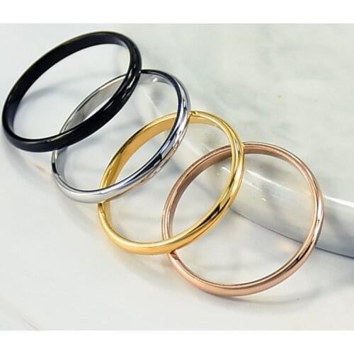 Simple Couples Gold Silver Color Ring Wedding Party Fashion Stainless Steel Wedding Bands Unisex Jewelry Gift Accessory