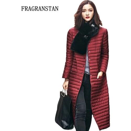 2020 Winter Women Ultra Light Long Brand 90% White Duck Down Jacket Plus Size Stand Collar Warm Vestidos Ladies Puffer Coat Y117