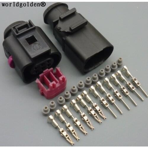 Worldgolden 6 Pin way 1.5mm male female fuel injector Connector throttle position sensor plug for VW AUDI 3B0973813 1J0973713