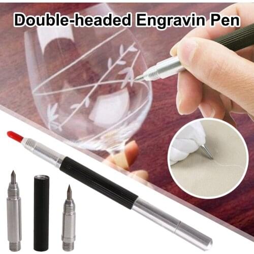 Scribing Pen Double-headed Glass Ceramic Marking Pen Iron Sheet Engraving Pen Diamond Knife Tip Home DIY Tools