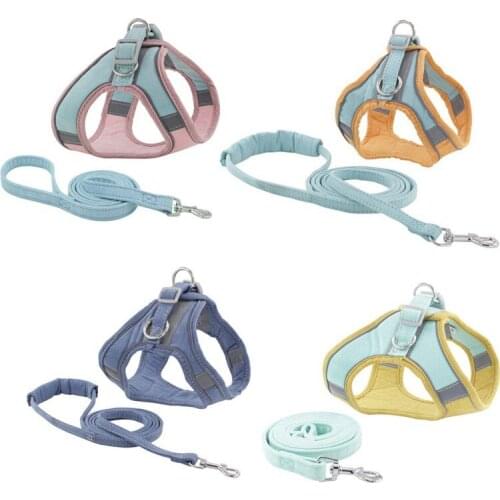 Pet Dog Harness With Leash Reflective Breathable Adjustable Puppy Harness Running Rope For Small Medium Dogs Cat Harness Vest