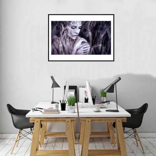 Modern Nordic Fairy Tale Forest Tree Girl Beauty Picture Poster Canvas Print Painting Wall Art Living Room Home Decoration