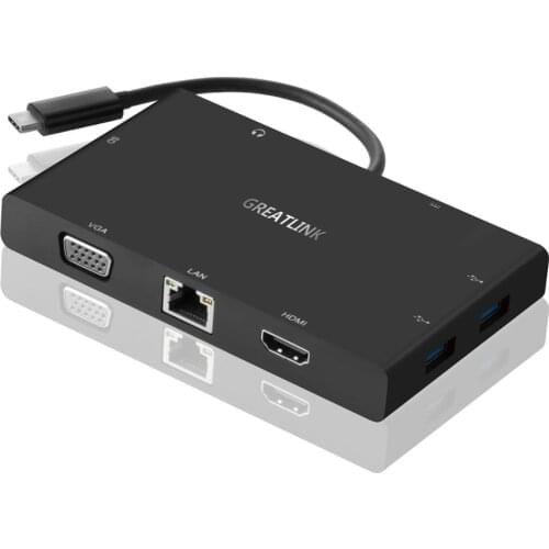 USB C Adaptor Type-c Aux Extension Cable VGA To HDMI 4K Converter Jack 3.5mm Audio Splitter RJ45 USB 3.0 *2 Thunderbolt 3 dock