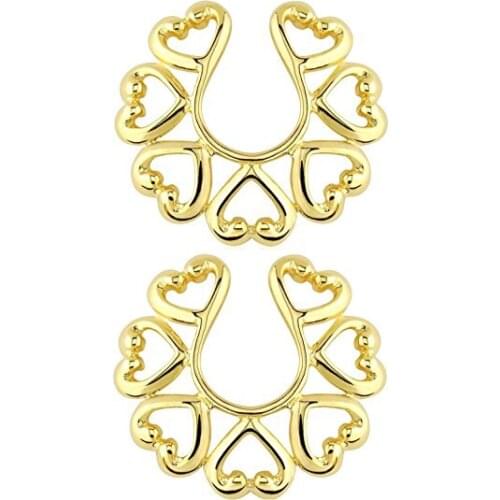 Vintage Hearts Clip on Non-Pierce No Pierce Fake Nipple Ring