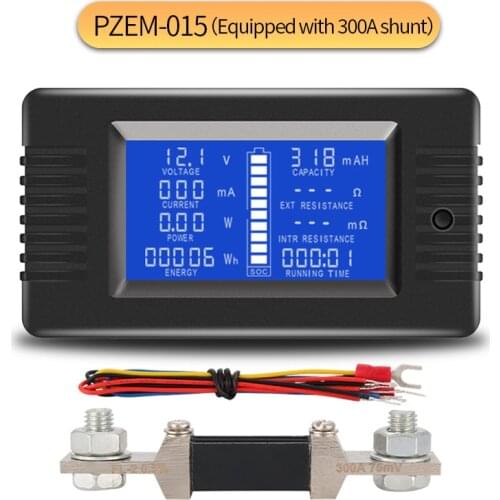 PZEM DC 0-200V 300A Voltmeter Ammeter Car Battery Tester Capacity resistance electricity Voltage Meter monitor 12v 24v 48v 96v