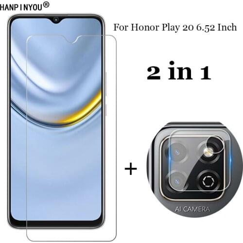 2-in-1 For Huawei Honor Play 20 6.52" Camera Lens Protection Film + Front Clear Tempered Glass Screen Protector