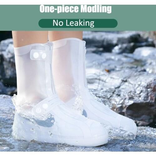 Mid-calf White PVC Rain Shoe Covers Footwear Unisex Men and Women Waterproof Shoe Protection Snap Fastener Women Rain Overshoes
