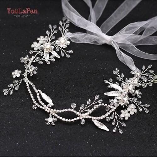 YouLaPan HP348 Elegant Crystal Hair Vine Alloy Leaf Bridal Headband Women Hair Ornament Jewelry Handmade Wedding Accessories