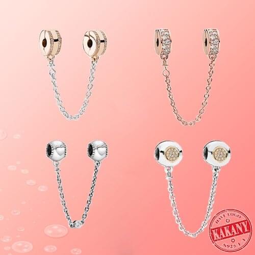 New High Quality 925 Sterling Silver Embossed Heart Safety Chain Fashionable Women Elegant Anniversary Gift Bracelet DIY Jewelry