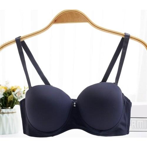 Yasemeen Solid Push Up Womens Underwear Invisible Bra 1/2 Half Cup Ultra-thin Cup Breathable Brassiere Strapless Adjustable Bra