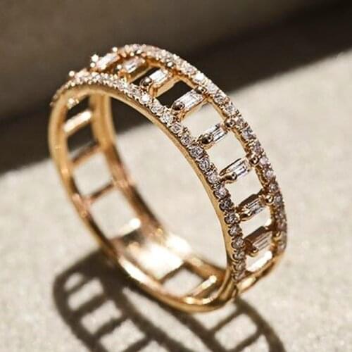 Visisap Hollow Full Zirconia Inlaid Icedout Lady Ring Gifts Women Fashion Jewelry Rose White Gold Color Rings Accessories F441