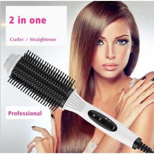 2IN1 straightening comb straightening irons Flat Iron Hairbrush Fast Electric brush comb hair straightener Styling TOOL Curler