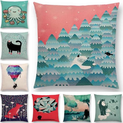 25 Newest Designs Available Little Red Riding Hood Cushion Cover Fox in the Forest Pillowcase