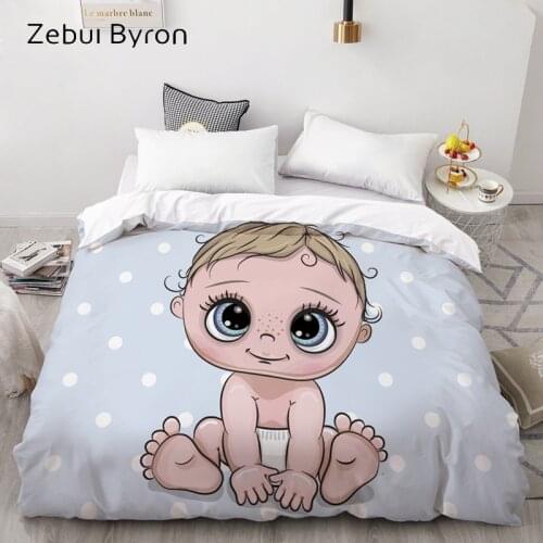 3D HD Custom Duvet Cover,Comforter/Quilt/Blanket case Cute baby blue,Cartoon Bedding 140x200/200x200 for Kids/Child/Boy/Girl