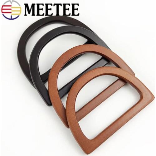4/8pcse Meetee 12X8cm Solid Wood D Shape Bags Handle Retro Wooden Purse Frame Hanger DIY Handbag Accessories KY218
