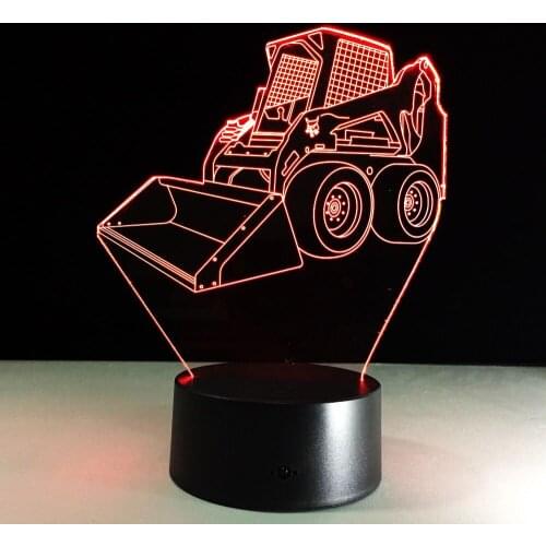 Acrylic Panel Bulldozer Excavating 3D Lava Lamp 7 Colors Changing LED Night Light Mood Decor Birthday Gift Bedroom Table Lamp