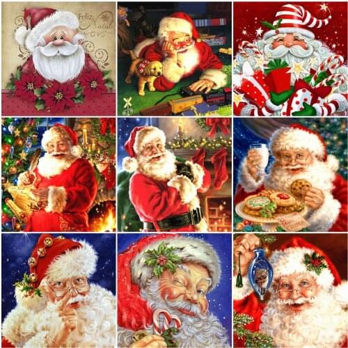 AZQSD Diamond Embroidery Santa Claus Mosaic Diamond Painting Christmas Portrait Cross Stitch Rhinestones Handmade Home Decor