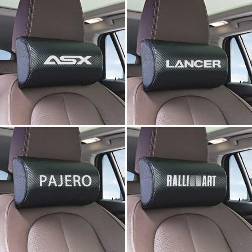 Car neck pillows both side pu leather single headrest case for Mitsubishi ASX Lancer Outlander RVR Pajero Sport car accessories