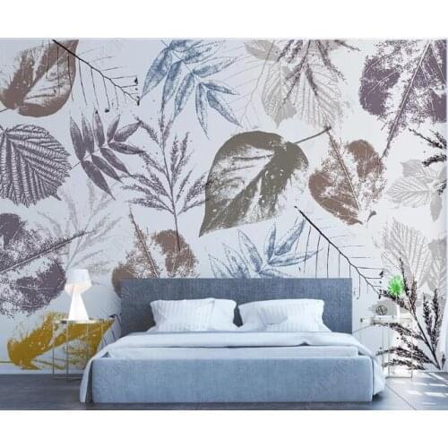 Bacal Custom wallpaper 3d black and white gray tropical plant leaves retro European leaf background mural home decoration huda