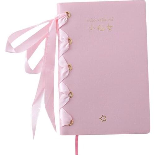 Girls Butterfly Tie Notebook Cute Pink Fairy Girl Notebook Students Handbook diary