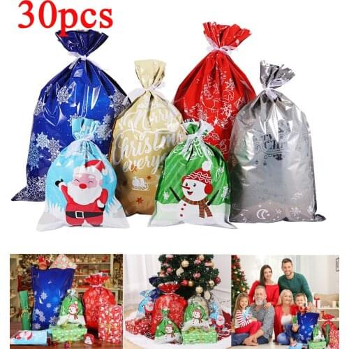 Cabilock 30PCS Christmas Gift Bags Christmas Gift Wrapping Goodie Bags Gift Pouches Plastic Candy Bags For Xmas Party Wedding