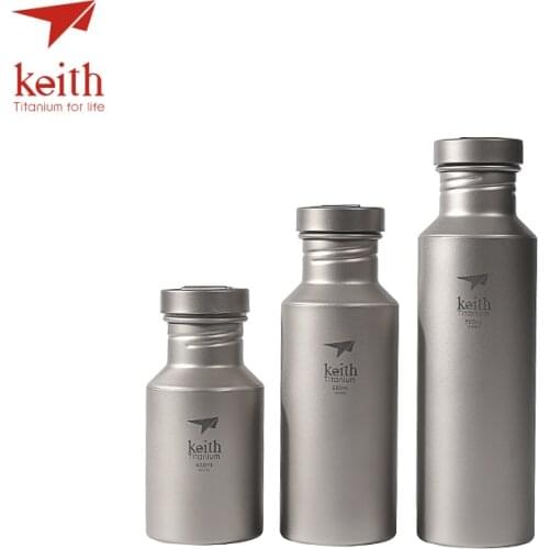 Keith Titanium Water Kettles With Titanium Lids Outdoor Drinkware Camping Ultralight Travel Water Bottles 400ml 550ml 700ml