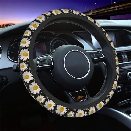 Car Steering Wheel Cover Neoprene Anti Slip Sweat Absorption Auto Wrap Cover - Daisy For VW Toyota Corolla 150 Hyundai I30 Ix35