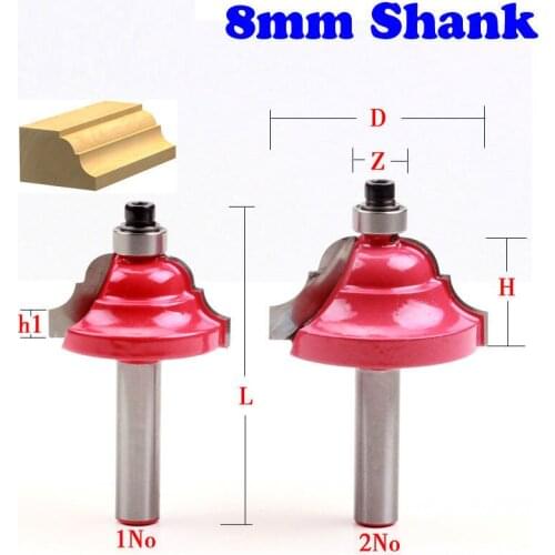1pc High Quality Double Roman Ogee Edging Router Bit - Large - 8mm shank Dovetail Router Bit Cutter wood working
