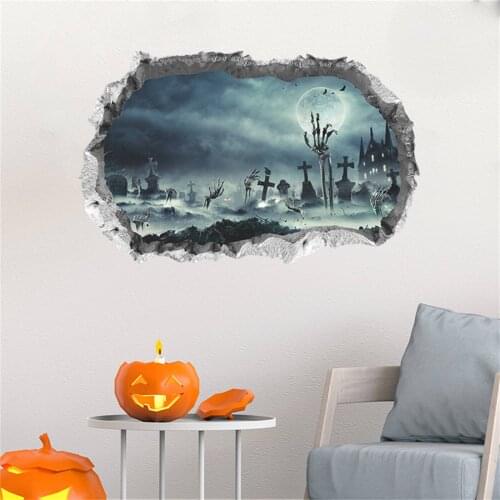 Halloween 3d View Scary One Hand Catch Spider Web Wall Sticker Floor Mural Removable Halloween Home Party Background Decoration