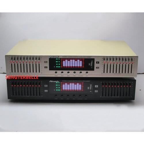 Hifi Audio Equalizer Mixer Dual 10 Segment Stereo Treble Alto Bass Adjust With U-Disk Bluetooth