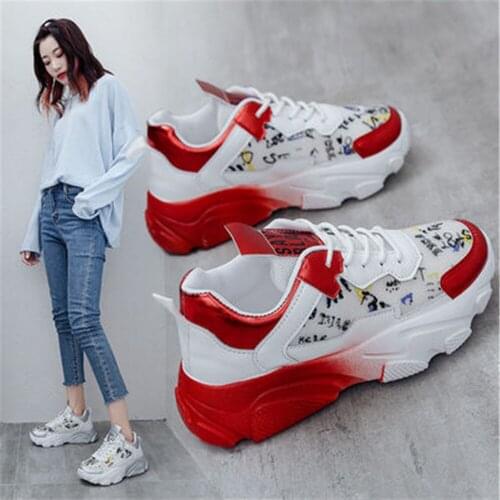 Chunky Sneakers Fashion Women Vulcanize Shoes Platform Sneakers Lace Up Women Shoes Walking Shoes Women Sneakers Dad Shoes 2020