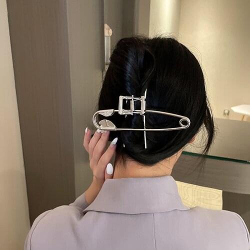 Minar Exaggerated Hair Claw Geometric Shark Hair Clamps for Women Girls Big Metal Safety Pin Hair Clip Minimalist Accessories