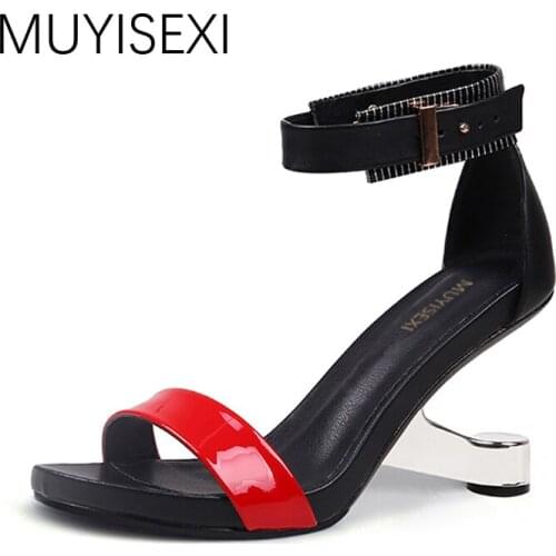 Summer Women Sandals Metal Strange Heel Sexy Red Shoes Woman High Heels Women Sandals plus size HL105 MUYISEXI
