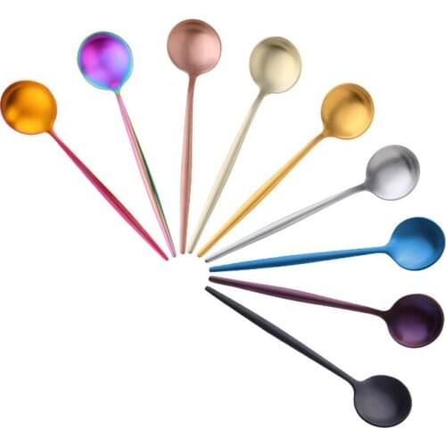 6Pcs Tea Coffee Mixing Spoon Stainless Steel Serving Spoons Ice Cream Dessert Teaspoons Kitchen Gadget Cutlery Accessories Tool