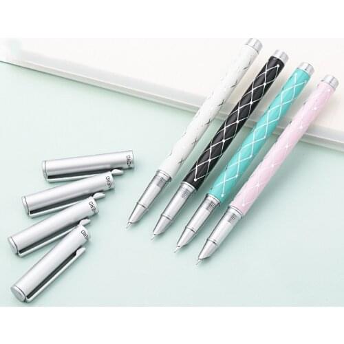 Fashion Fresh Hooded Nib Fountain Pen 0.38mm Extra Fine Silver Clip Black Cyan Pink White Metal Gift Pens Office School Supplies