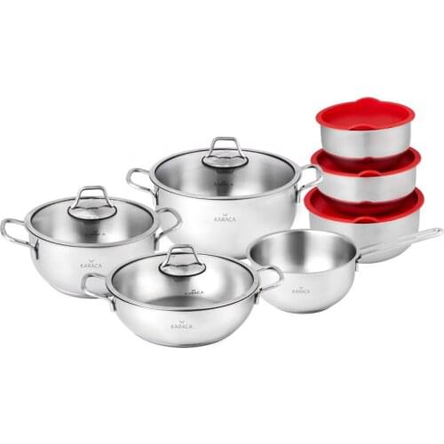 Karaca Cook and Hide 13 Piece Steel Pot and Storage Box Set
