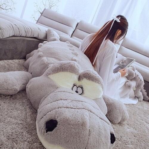 New 1pcs 230cm Cute animals Big Size Simulation Crocodile Skin Plush Toy Cushion Pillow Toys For Girl kids toys xmas gift