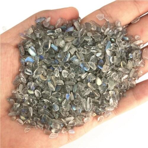 Wholesale 50g 3-5mm Natural Grey Moonstone Crystal Gravel Chips Blue Flashing Stone Decor Natural Quartz Crystals