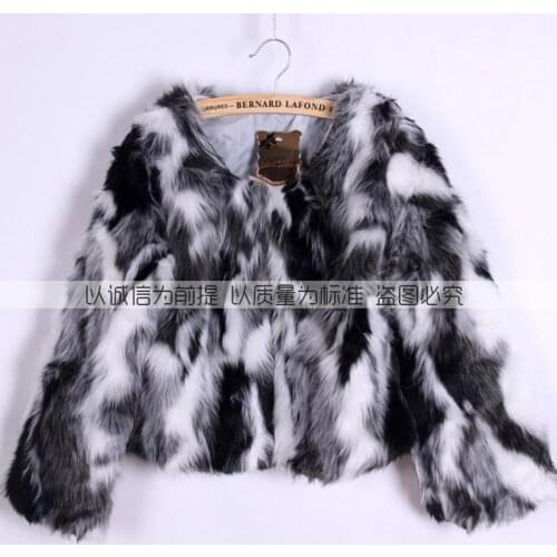 Autumn Winter New Womens fur coat imitation Fox hair womens clothing expensive black and white gray mixed shirt short jacket