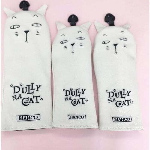 Cartoon cat Golf Club 1#3 #5 Wood Headcovers putter Fairway Woods cover PU Leather Head Covers Set Protector Golf Accessories