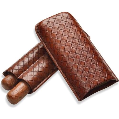 CIGARLOONG Cigar Moisturizing Travel Leather cigar Case Portable Cigar Set 2 Assemblies with gift box CP-1016