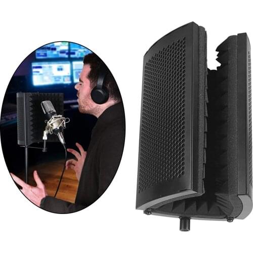 3 Panel Foldable Studio Microphone Isolation Shield Recording Sound Absorber Foam Panel Professional Studio Soundproofing Panel