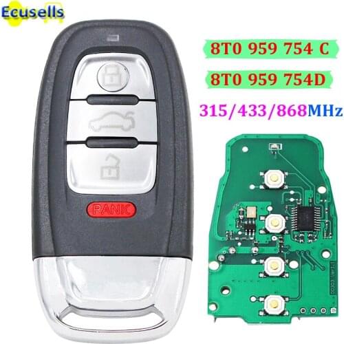 Smart 4 BTN Remote Key Fob 3+1 Button 315MHz 433MHz 868MHZ 8T0 959 754C 8T0 959 754 D For Audi Q5 A4L A5 A6 A7 A8 RS4 RS5 S4 S5