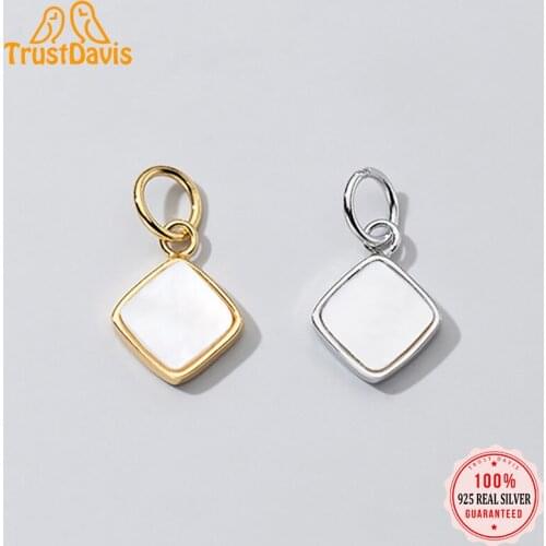 TrustDavis Real 925 Sterling Silver Personality Fashion Shell Geometric Charm Pendant Handmade DIY Accessories Wholesale DZ52